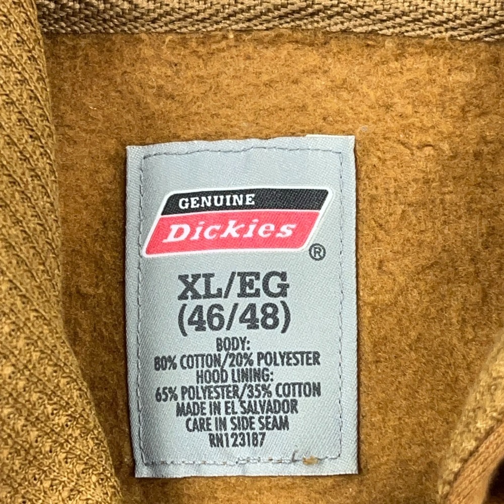 Dickies Hoodie Men XL Brown Full Zip Work Wear Sweatshirt Jacket Adult - Picture 3 of 9